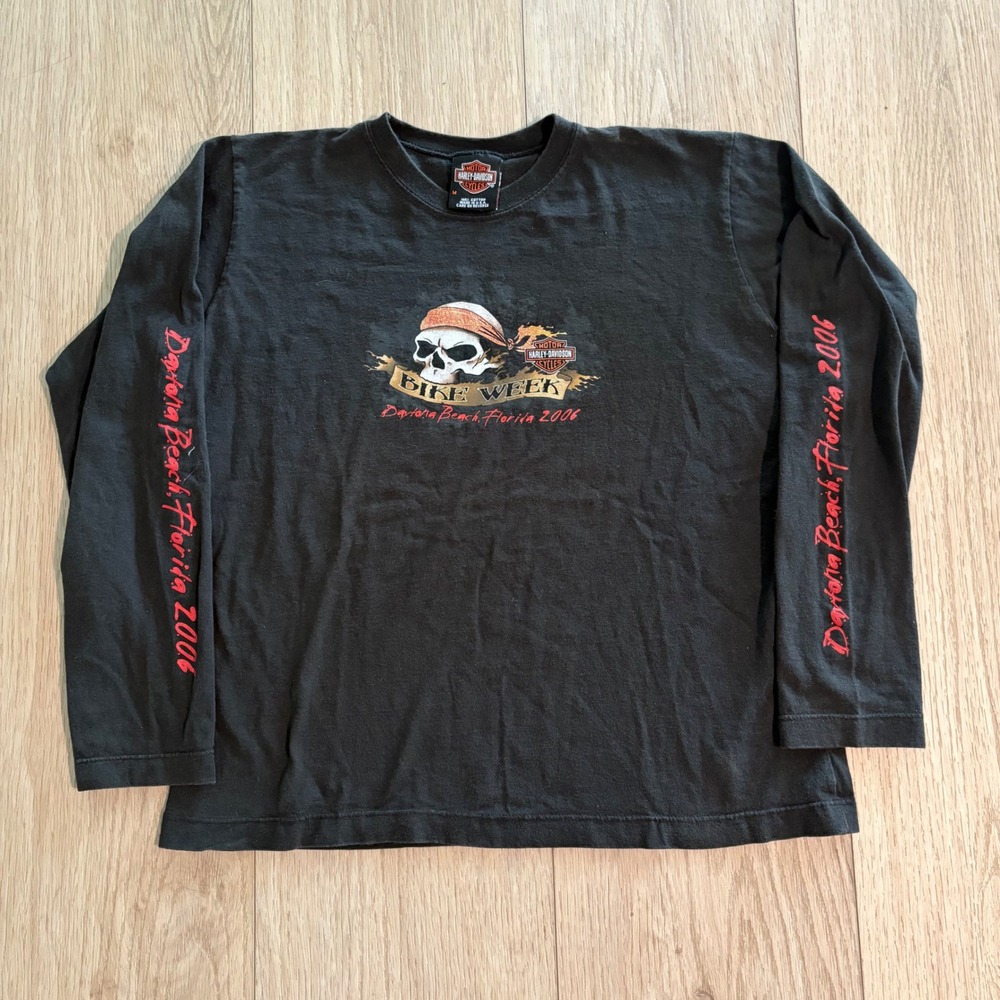 Vintage Y2K Harley Davidson Women's Long sleeve Daytona Beach 2006 Size Medium